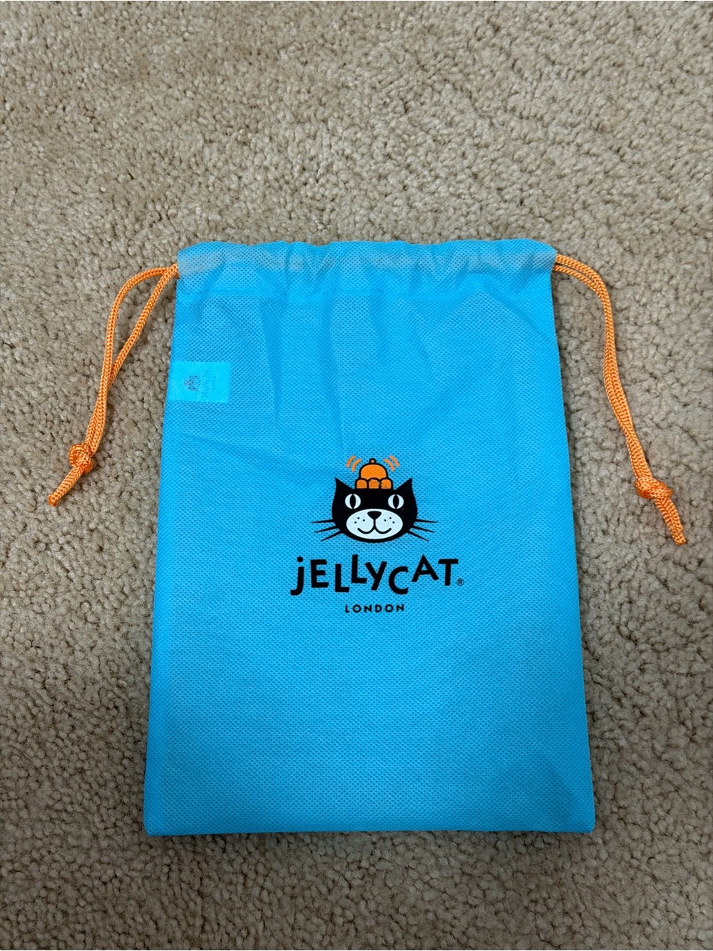 Jellycat London Stuffed Animal Blue Drawstring Storage Bag/Pouch 10.25" x 7" EUC